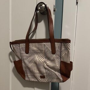 Brown and Cream Tote Bag